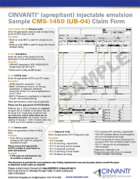 CINVANTI Sample CMS 1450 Form